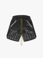 Rhude Logo Shorts Leather Black